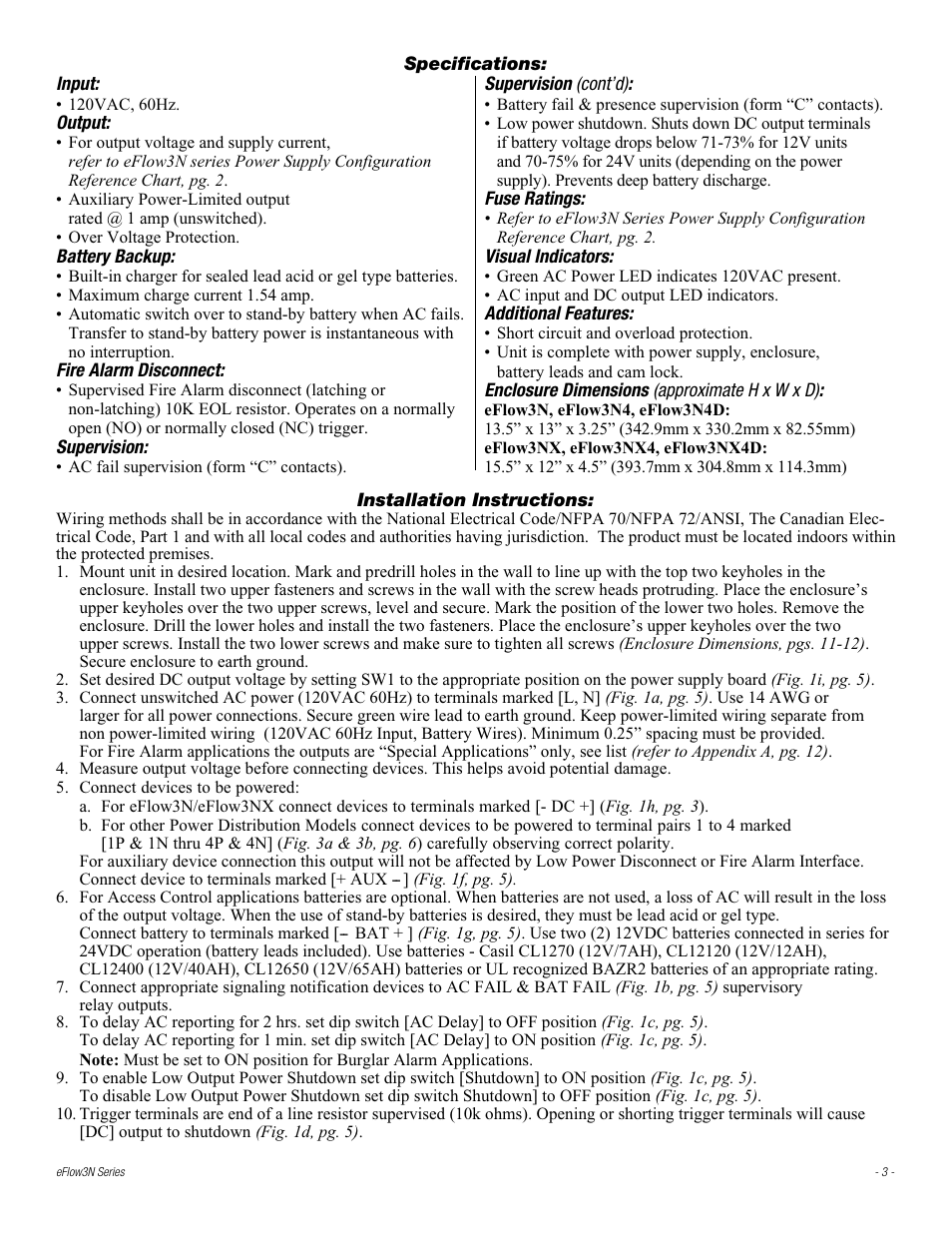 Altronix eFlow3NX4D Installation Instructions User Manual | Page 3 / 16