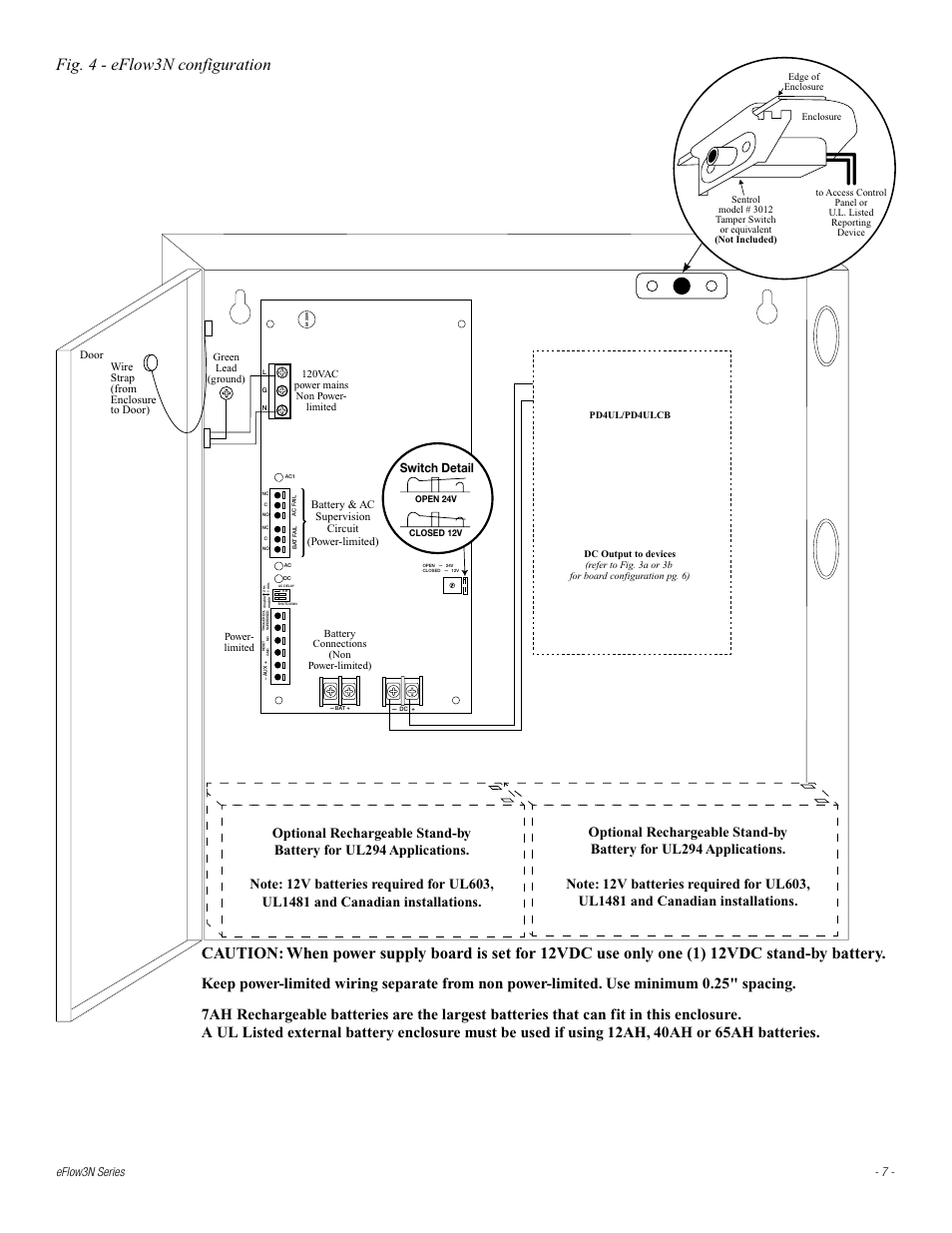 Fig. 4 - eflow3n configuration, Eflow3n series - 7, Switch detail | Altronix eFlow3NX4D Installation Instructions User Manual | Page 7 / 16