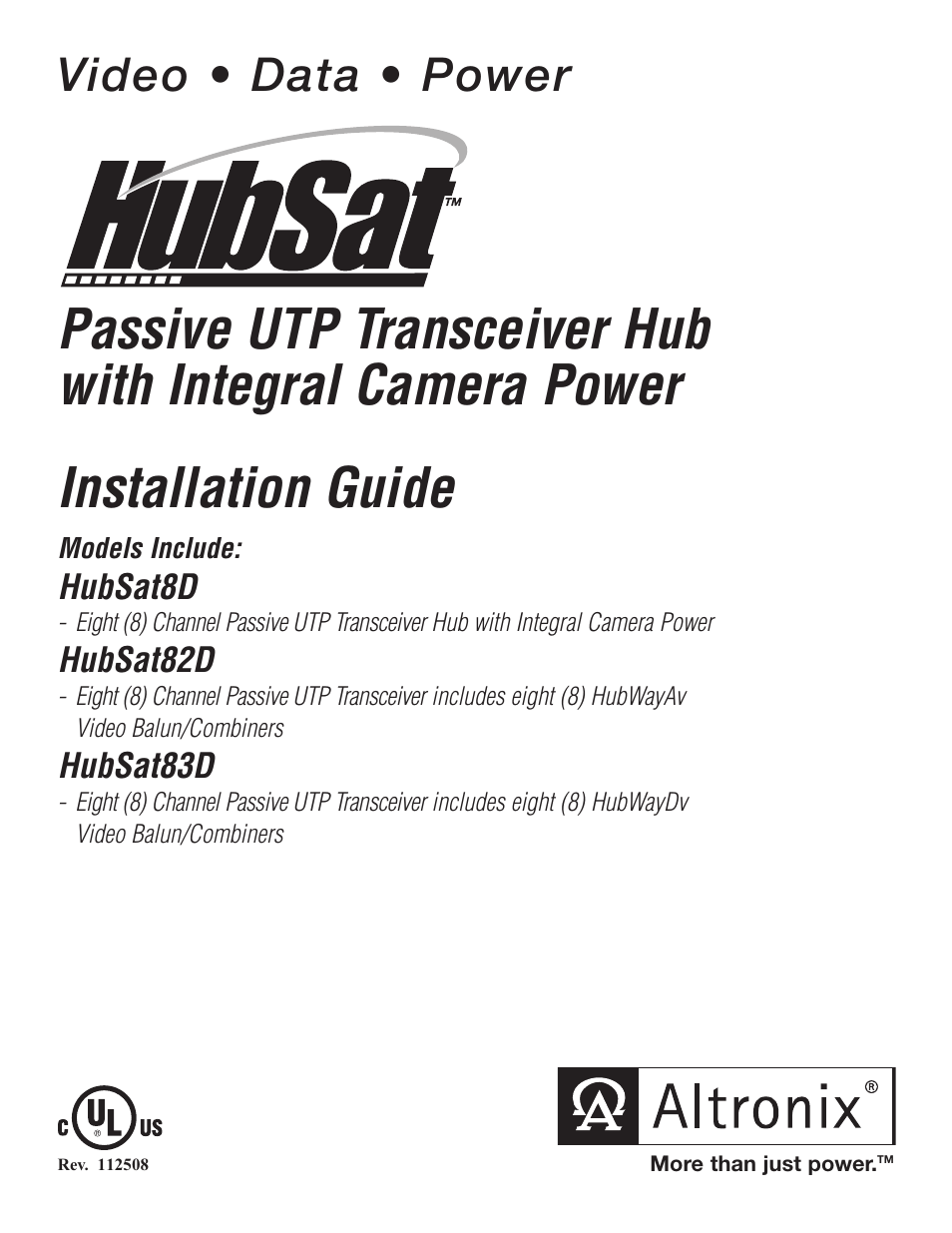 Altronix HubSat 8D Installation Instructions User Manual | 8 pages