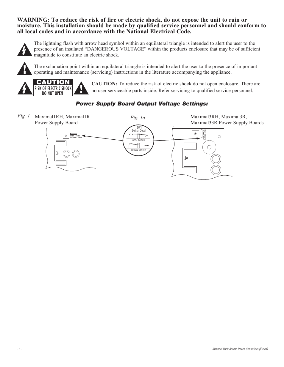 Power supply board output voltage settings | Altronix Maximal3R Installation Instructions User Manual | Page 6 / 12