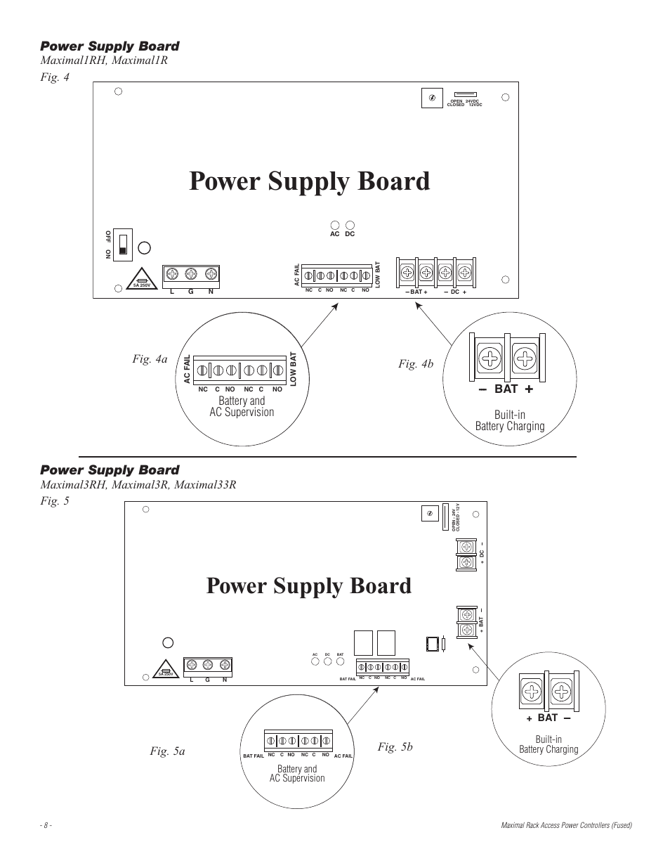 Power supply board, Built-in battery charging | Altronix Maximal3R Installation Instructions User Manual | Page 8 / 12