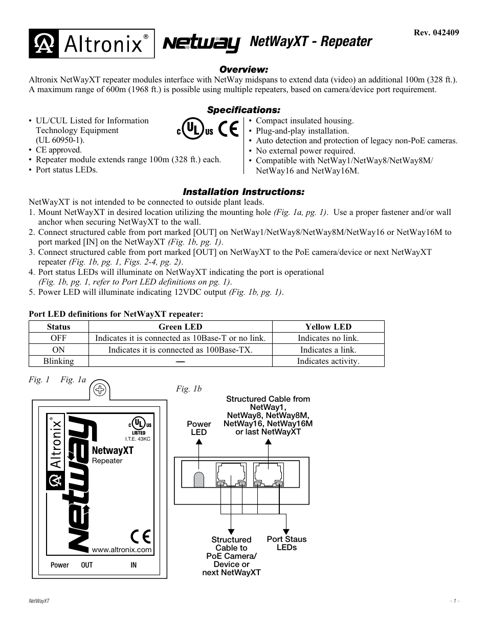 Altronix NetWayXT Installation Instructions User Manual | 2 pages