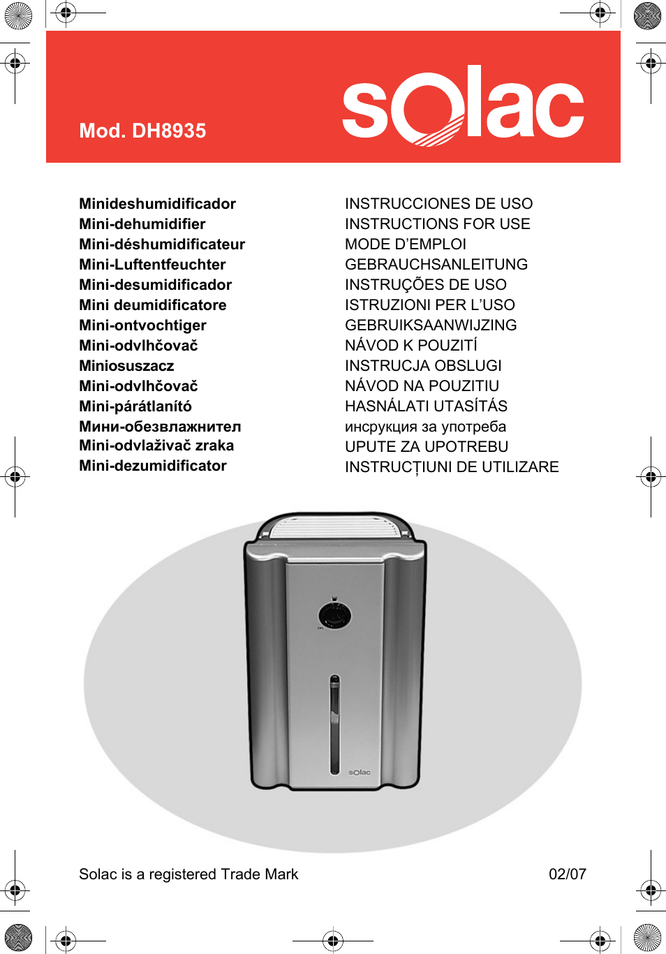 SOLAC DH 8935 User Manual | 50 pages