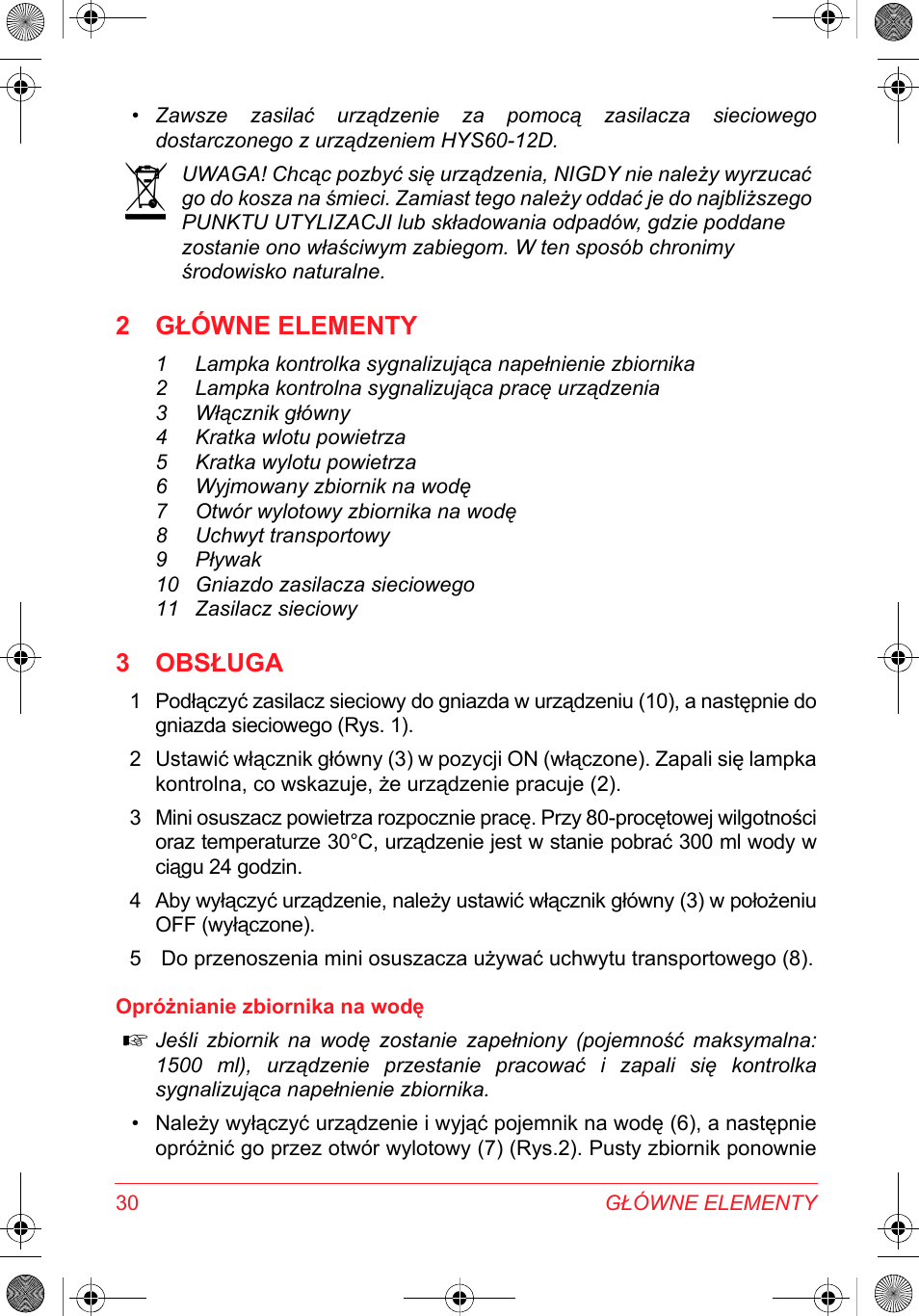 2 główne elementy, 3 obsługa | SOLAC DH 8935 User Manual | Page 30 / 50