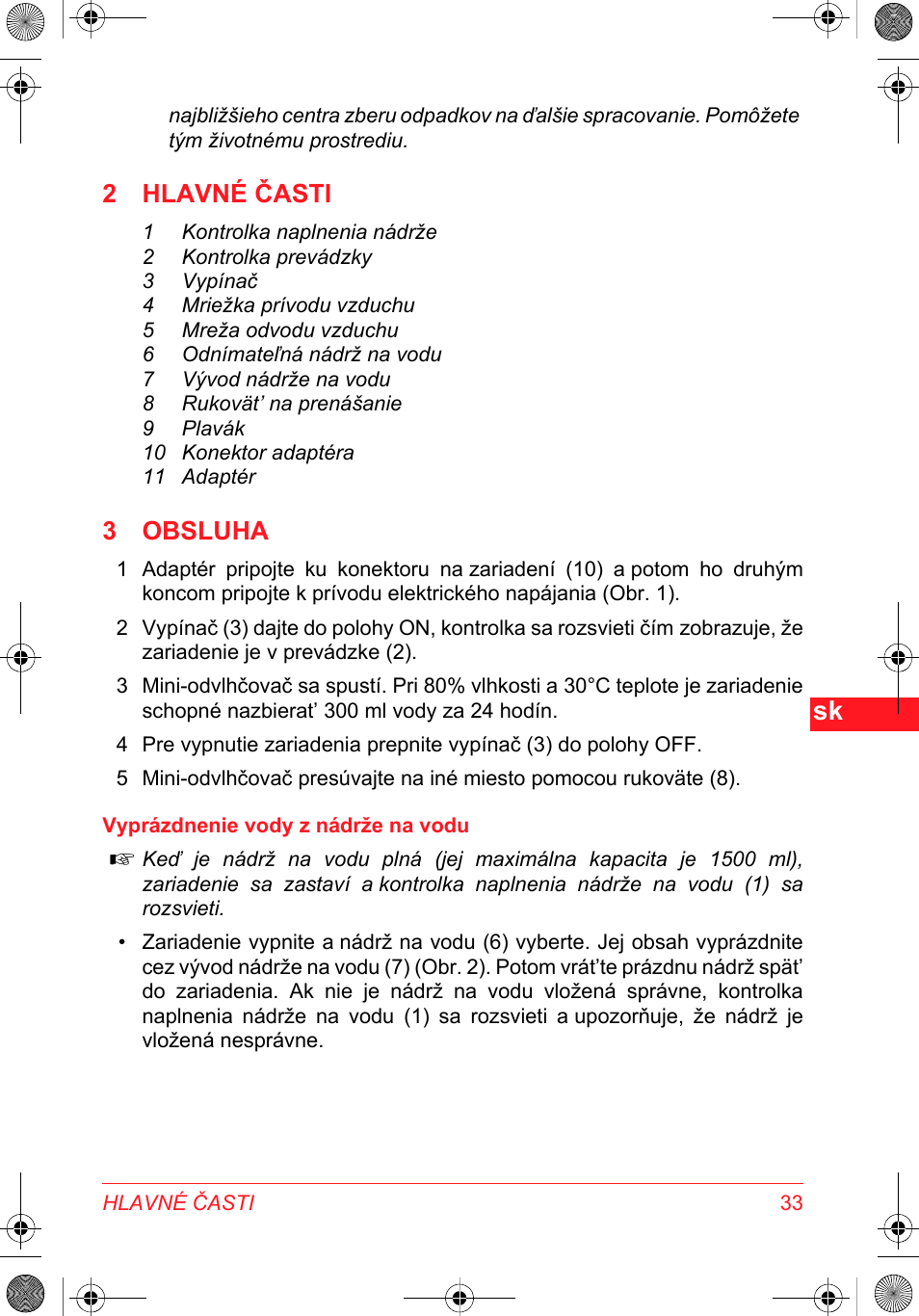 2 hlavné časti, 3 obsluha | SOLAC DH 8935 User Manual | Page 33 / 50