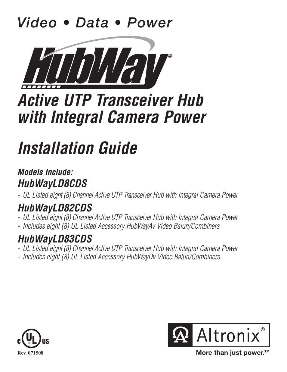 Altronix HubWay LD8CDS Installation Instructions User Manual | 8 pages