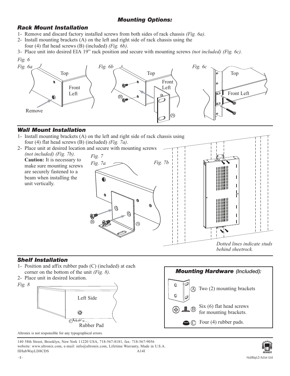 Altronix HubWay LD8CDS Installation Instructions User Manual | Page 8 / 8