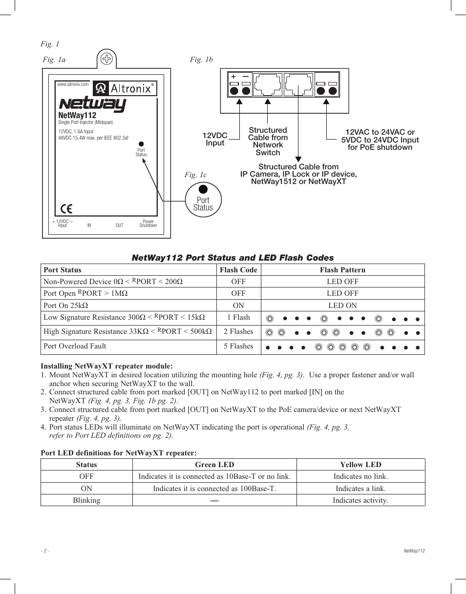 Netway1 | Altronix NetWay112 Installation Instructions User Manual | Page 2 / 4