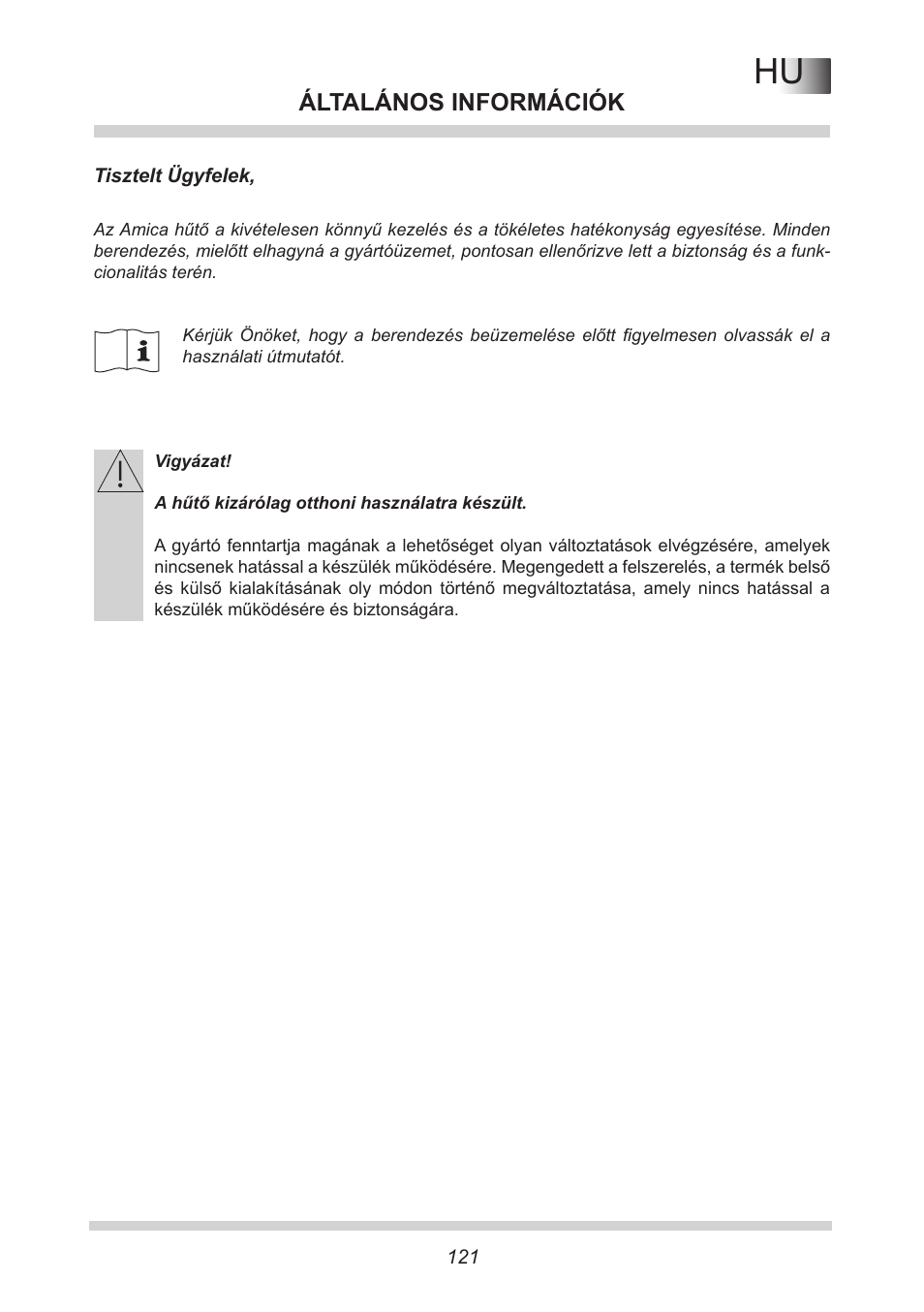 Általános információk | AMICA FC 204.3 - VKS 15304 W User Manual | Page 121 / 164