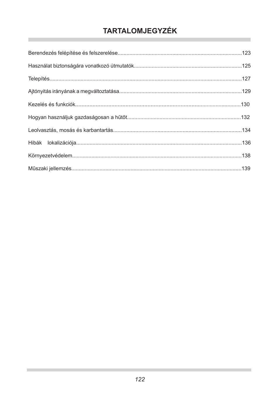 Tartalomjegyzék | AMICA FC 204.3 - VKS 15304 W User Manual | Page 122 / 164