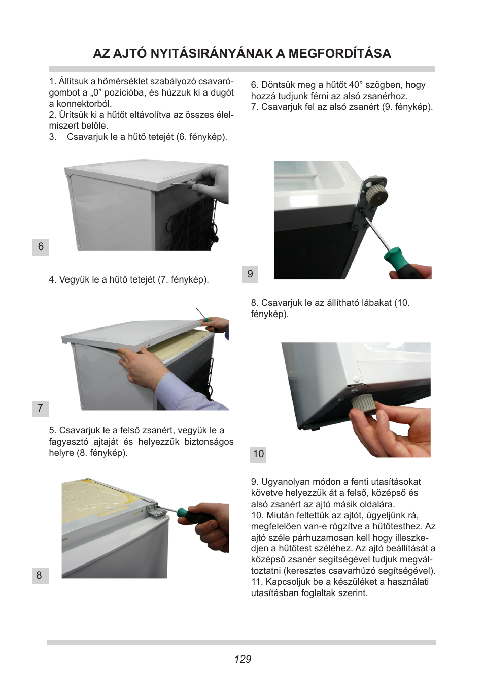 Az ajtó nyitásirányának a megfordítása | AMICA FC 204.3 - VKS 15304 W User Manual | Page 129 / 164