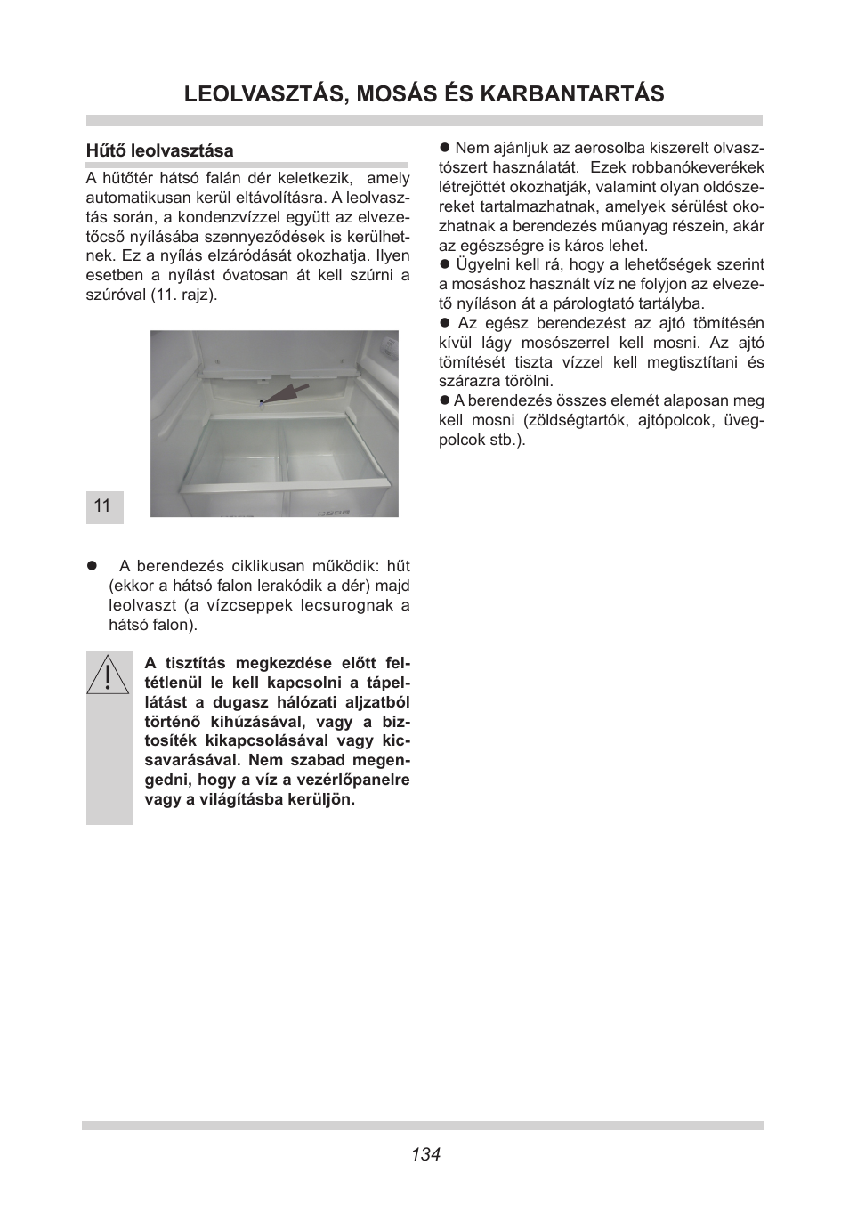 Leolvasztás, mosás és karbantartás | AMICA FC 204.3 - VKS 15304 W User Manual | Page 134 / 164