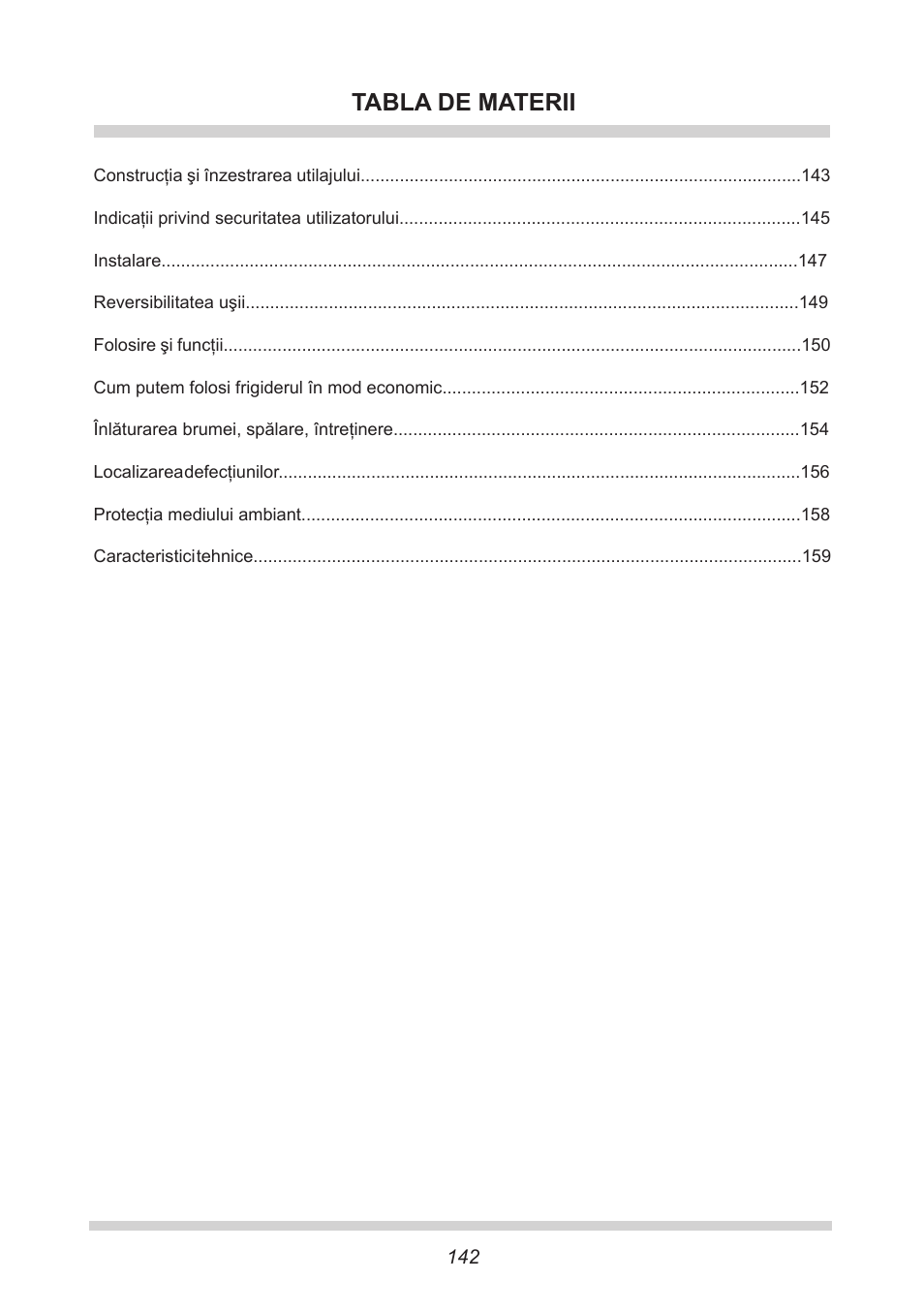 Tabla de materii | AMICA FC 204.3 - VKS 15304 W User Manual | Page 142 / 164