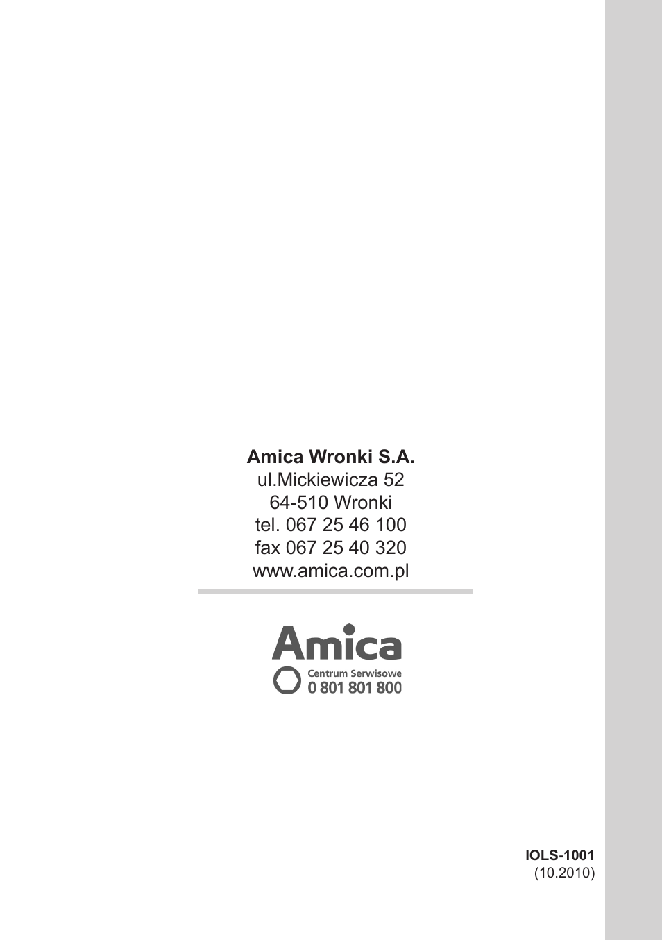 AMICA FC 204.3 - VKS 15304 W User Manual | Page 164 / 164