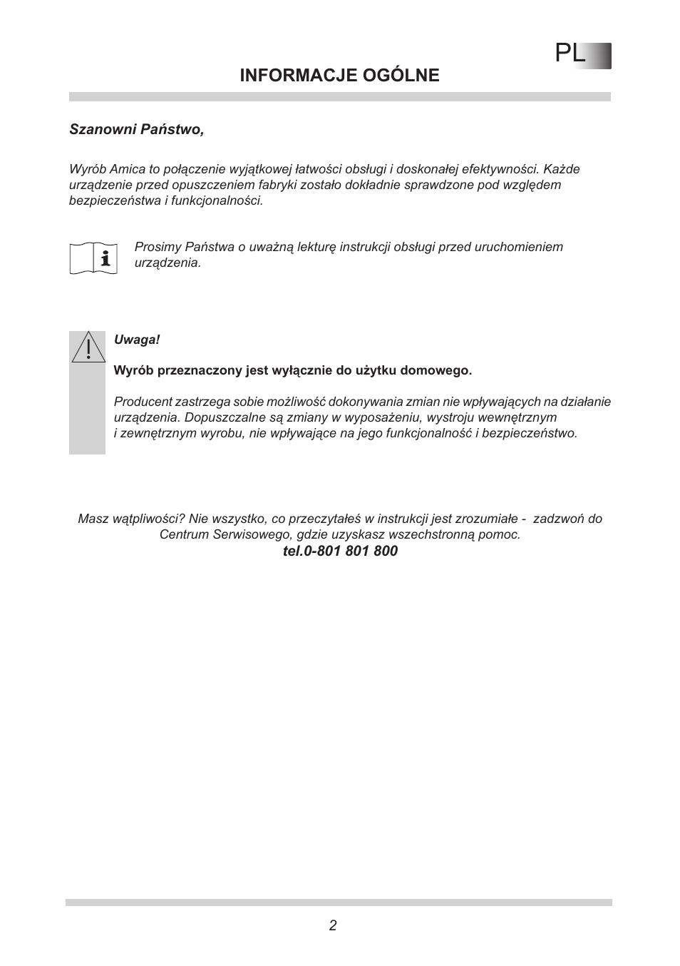 Informacje ogólne | AMICA FC 204.3 - VKS 15304 W User Manual | Page 2 / 164