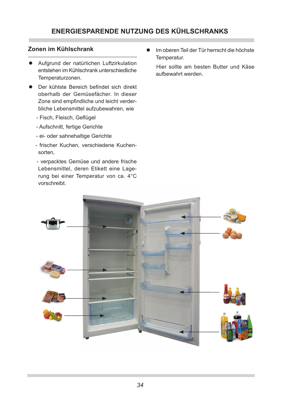 Energiesparende nutzung des kühlschranks | AMICA FC 204.3 - VKS 15304 W User Manual | Page 34 / 164