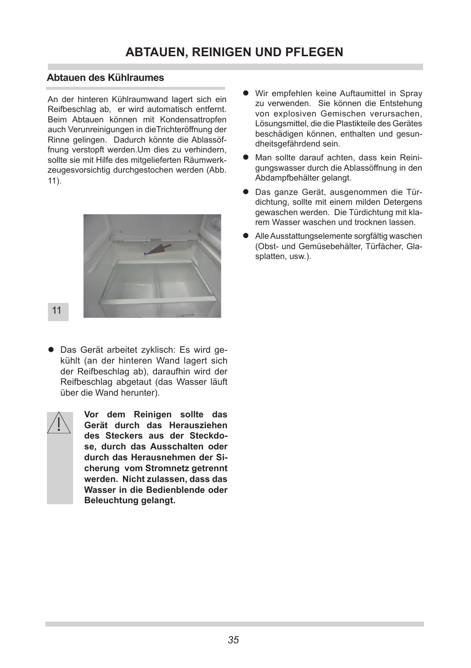 Abtauen, reinigen und pflegen | AMICA FC 204.3 - VKS 15304 W User Manual | Page 35 / 164
