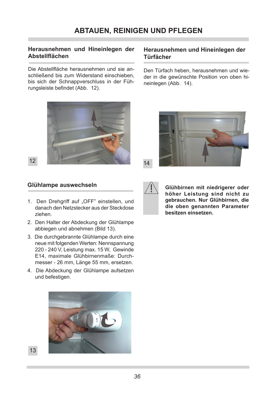 Abtauen, reinigen und pflegen | AMICA FC 204.3 - VKS 15304 W User Manual | Page 36 / 164