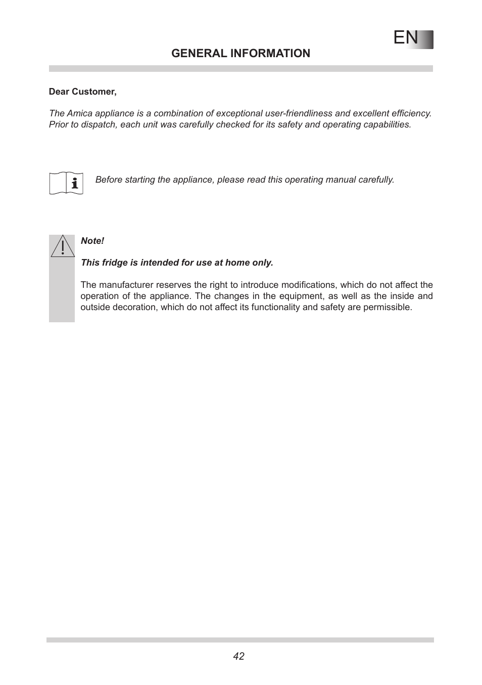 AMICA FC 204.3 - VKS 15304 W User Manual | Page 42 / 164