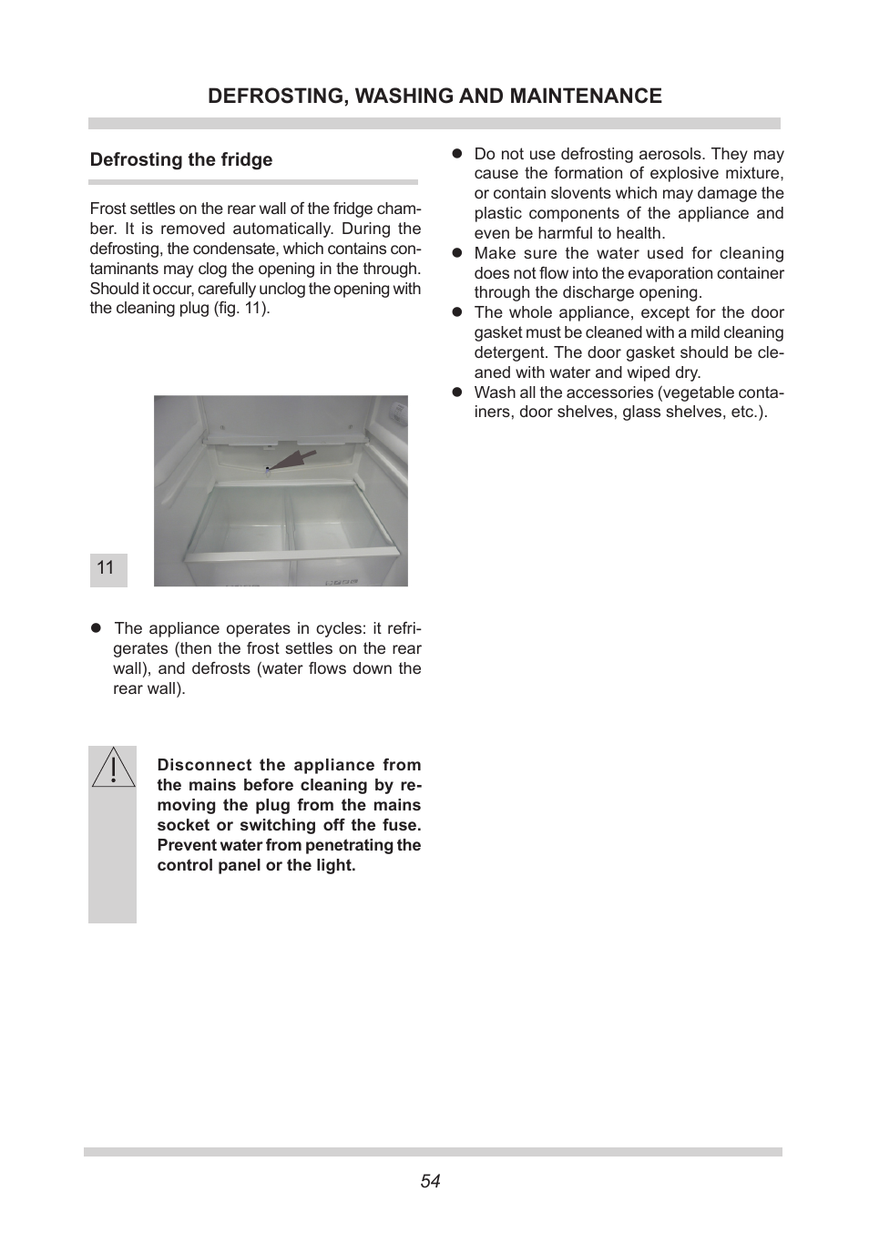 Defrosting, washing and maintenance | AMICA FC 204.3 - VKS 15304 W User Manual | Page 54 / 164