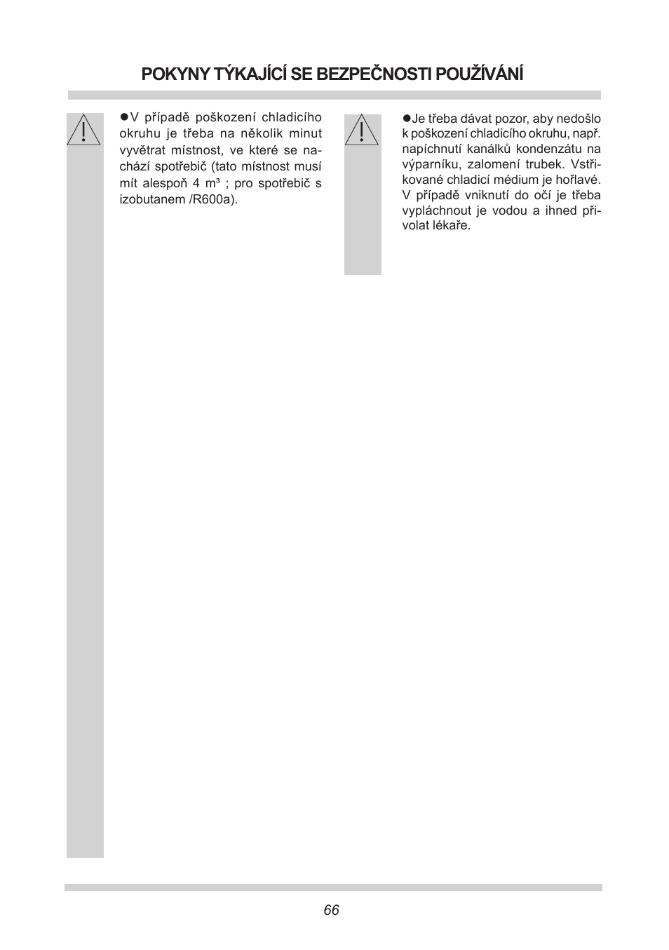 Pokyny týkající se bezpečnosti používání | AMICA FC 204.3 - VKS 15304 W User Manual | Page 66 / 164