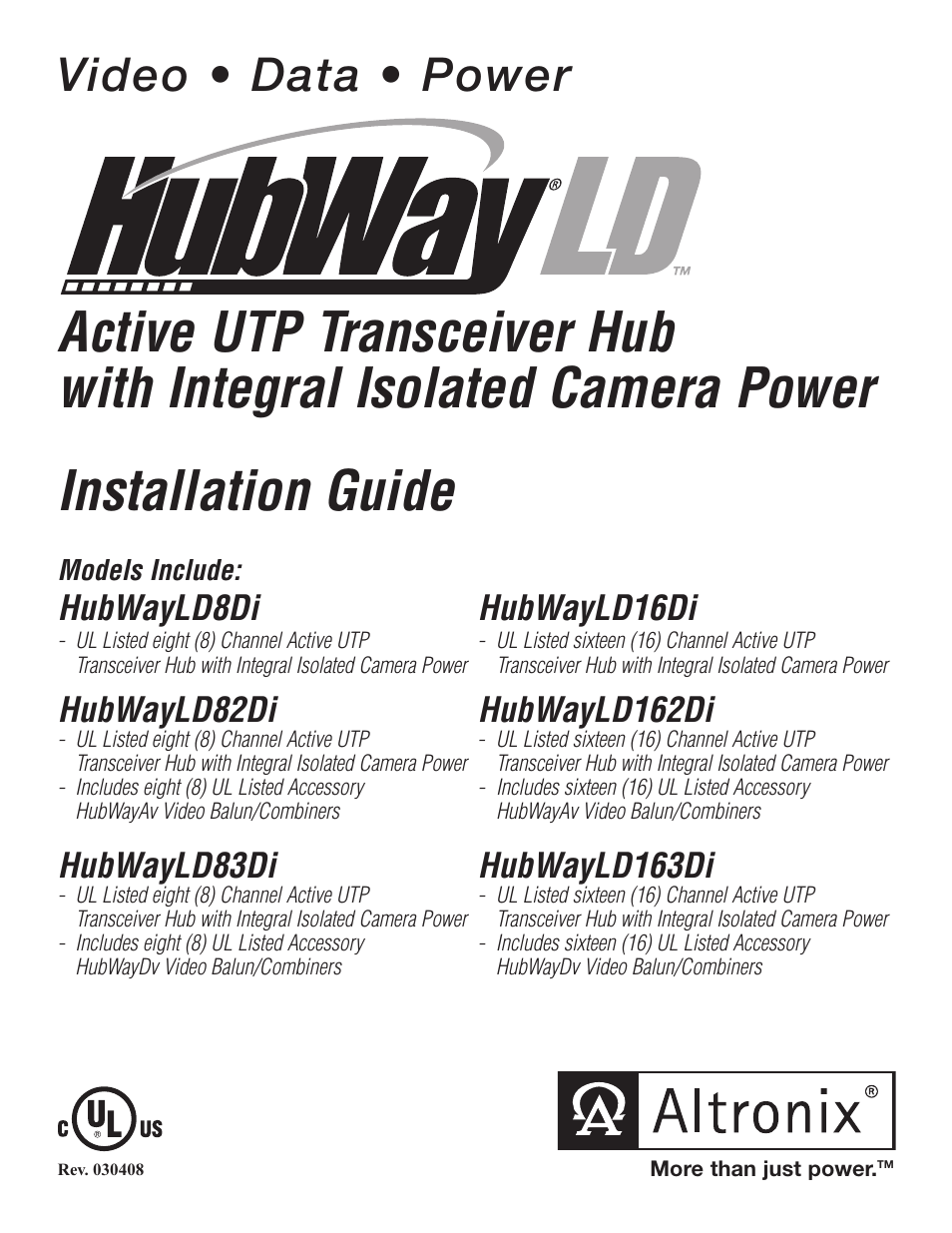 Altronix HubWay LD8Di Installation Instructions User Manual | 8 pages