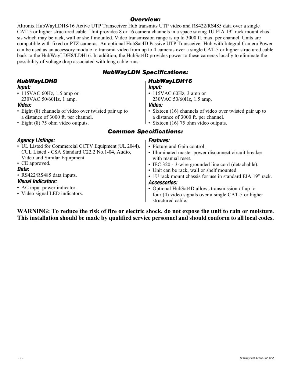 Altronix HubWay LDH8 Installation Instructions User Manual | Page 2 / 8