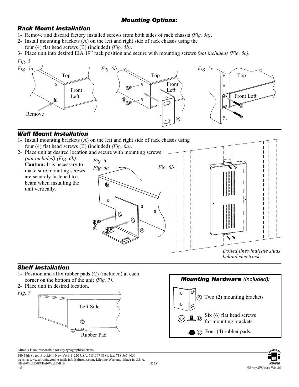 Altronix HubWay LDH8 Installation Instructions User Manual | Page 8 / 8