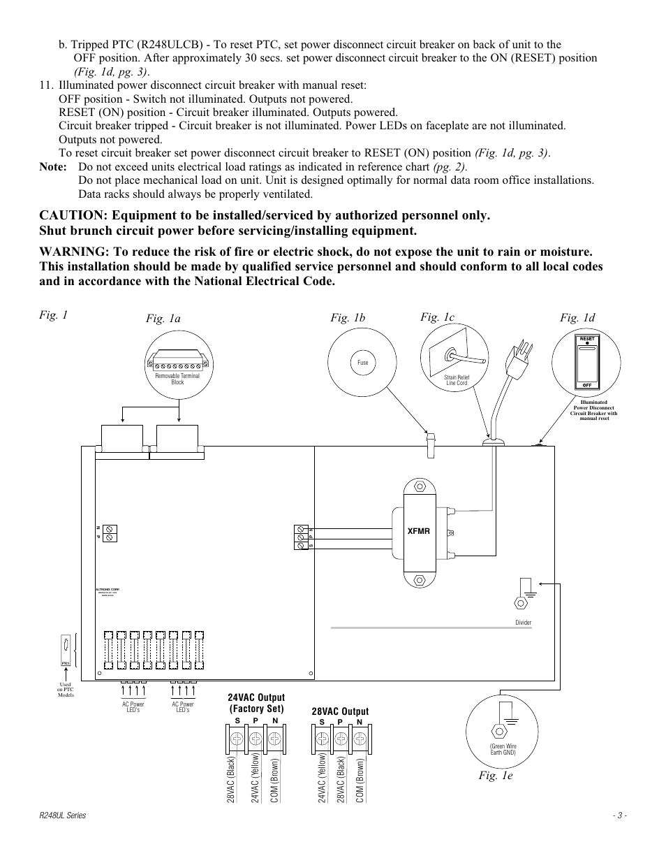 Fig. 1 fig. 1a, Fig. 1b fig. 1d fig. 1e fig. 1c | Altronix R248ULCB Installation Instructions User Manual | Page 3 / 4