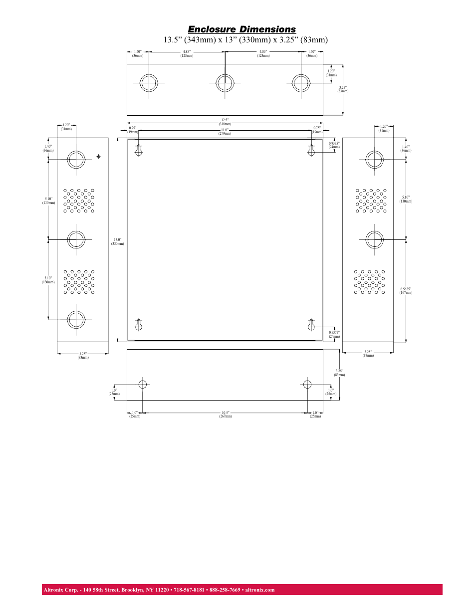 Enclosure dimensions | Altronix ALTV248600ULCB Data Sheet User Manual | Page 2 / 2