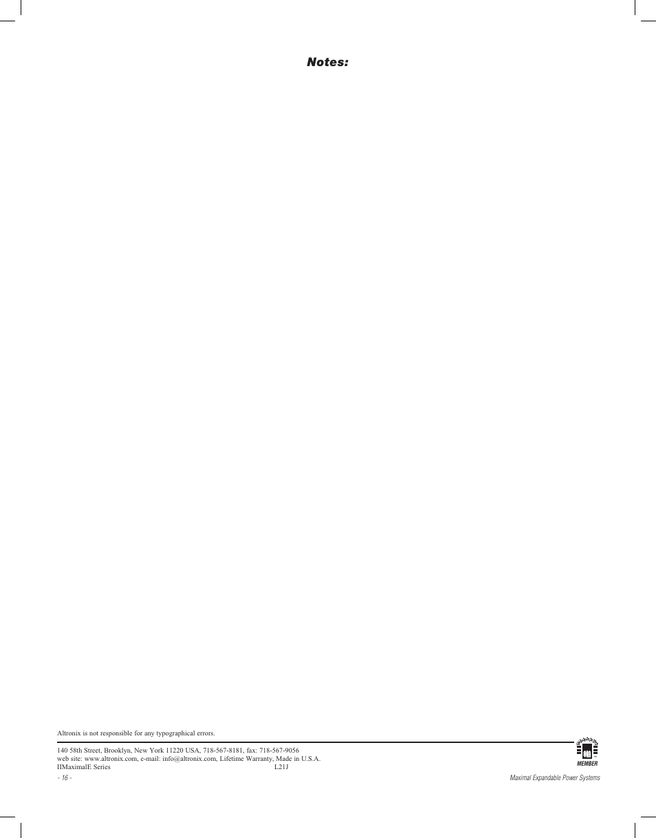 Altronix Maximal77E Installation Instructions User Manual | Page 16 / 16