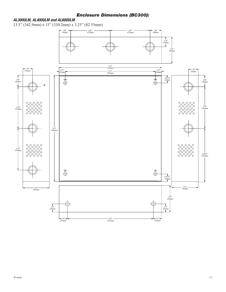 Enclosure dimensions (bc300) | Altronix AL600ULMR Installation Instructions User Manual | Page 15 / 16