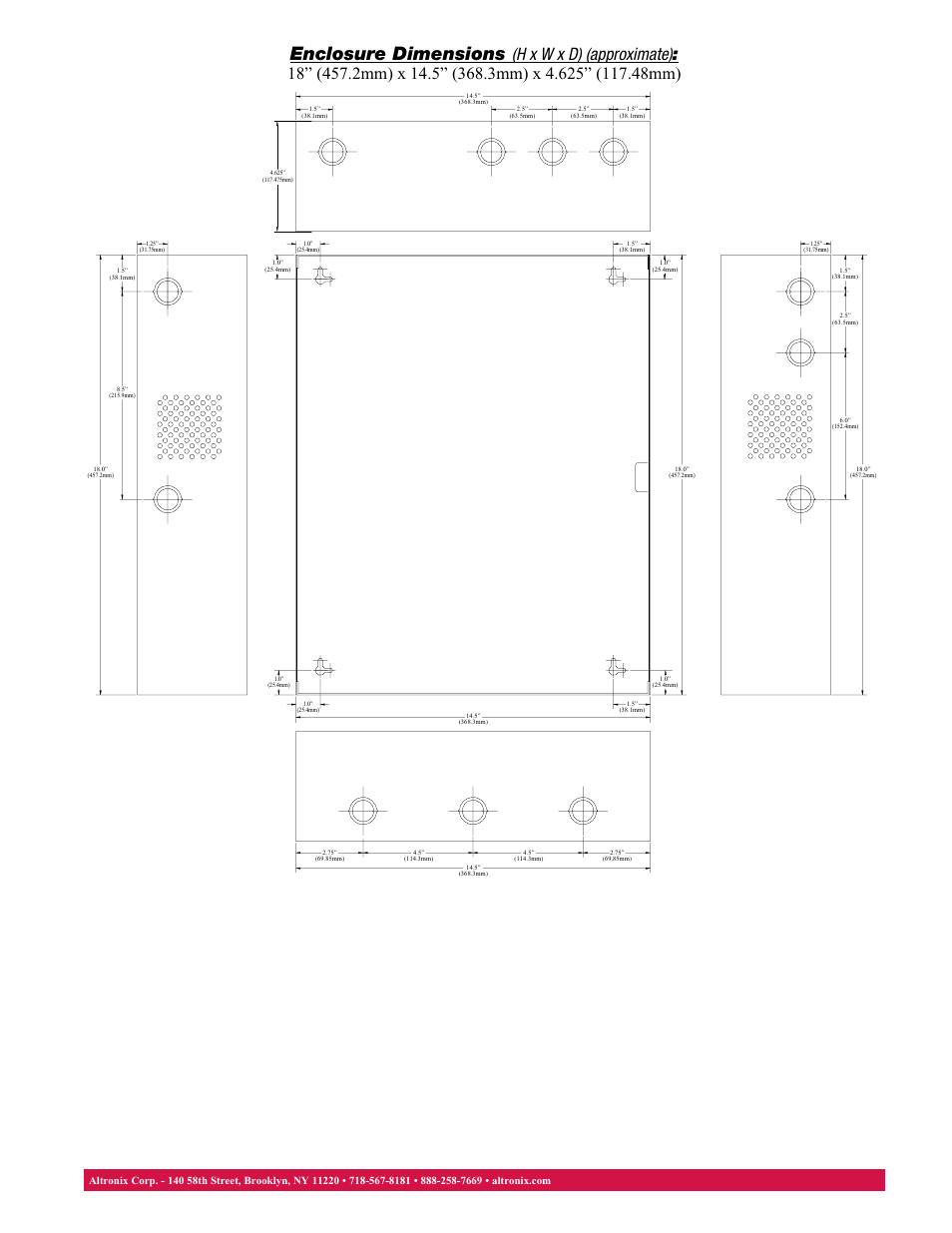 Enclosure dimensions | Altronix AL300ULXJG Data Sheet User Manual | Page 2 / 2