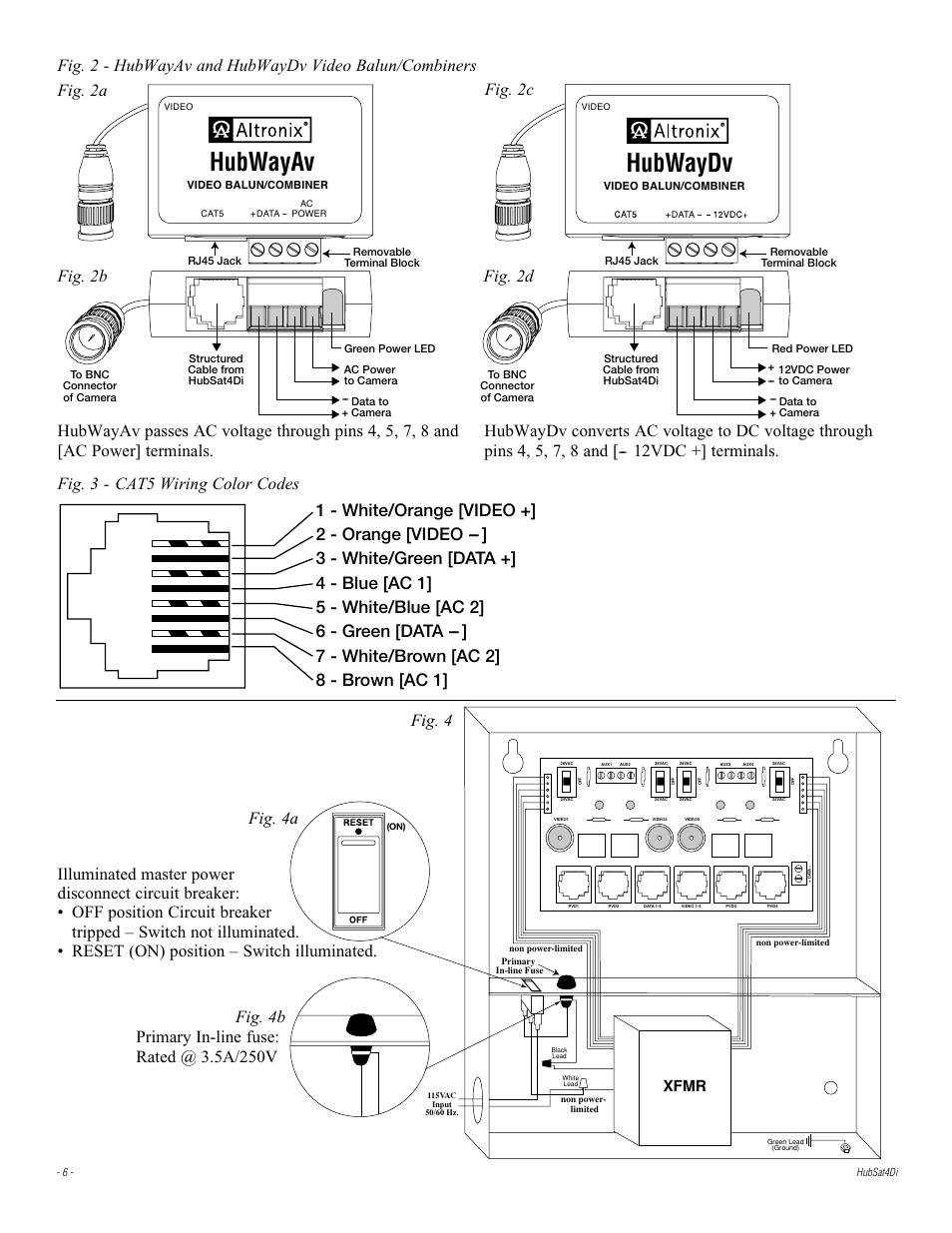 Hubwayav, Hubwaydv, Xfmr | Altronix HubSat 4Di Installation Instructions User Manual | Page 6 / 8