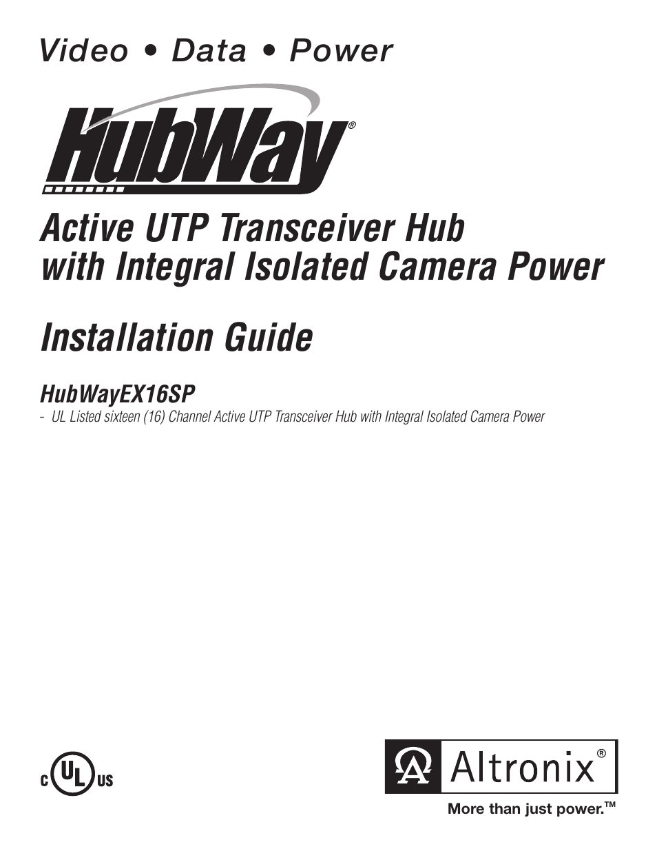 Altronix HubWay EX16SP Installation Instructions User Manual | 8 pages