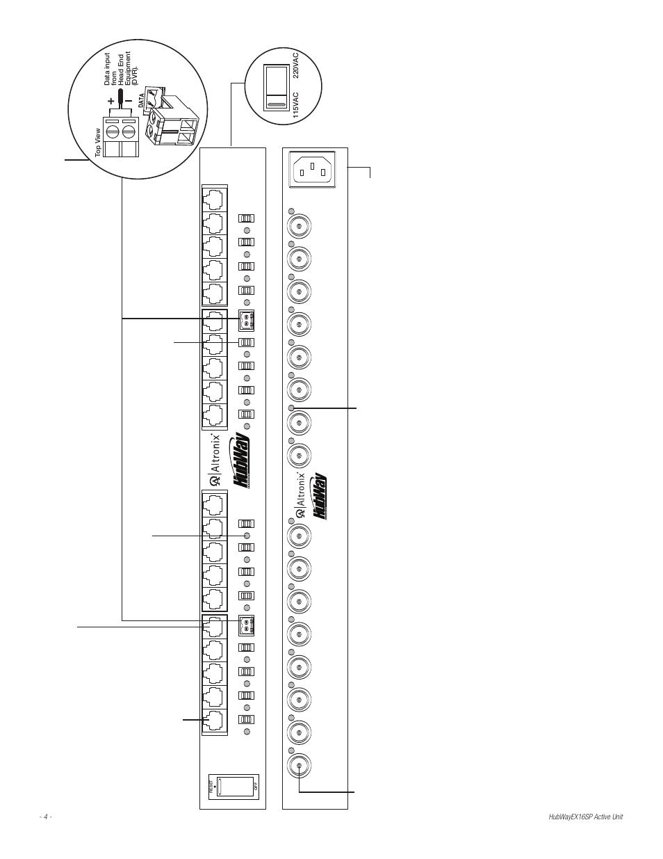 1c - led(s) 1-16: pow er indicators. fr ont rear | Altronix HubWay EX16SP Installation Instructions User Manual | Page 4 / 8
