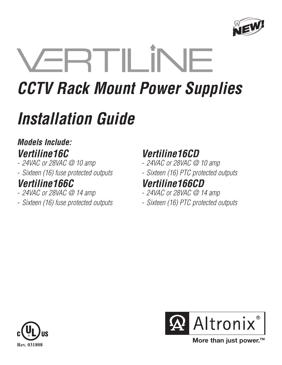 Altronix VertiLine16CD Installation Instructions User Manual | 8 pages