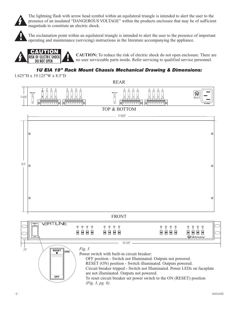 Top & bottom rear front | Altronix VertiLine16CD Installation Instructions User Manual | Page 6 / 8