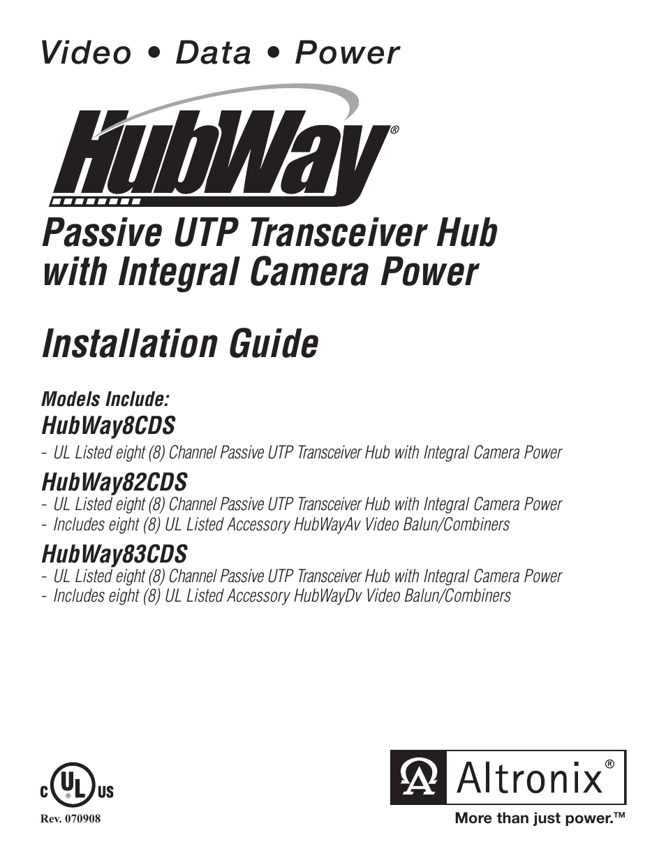 Altronix HubWay 8CDS Installation Instructions User Manual | 8 pages