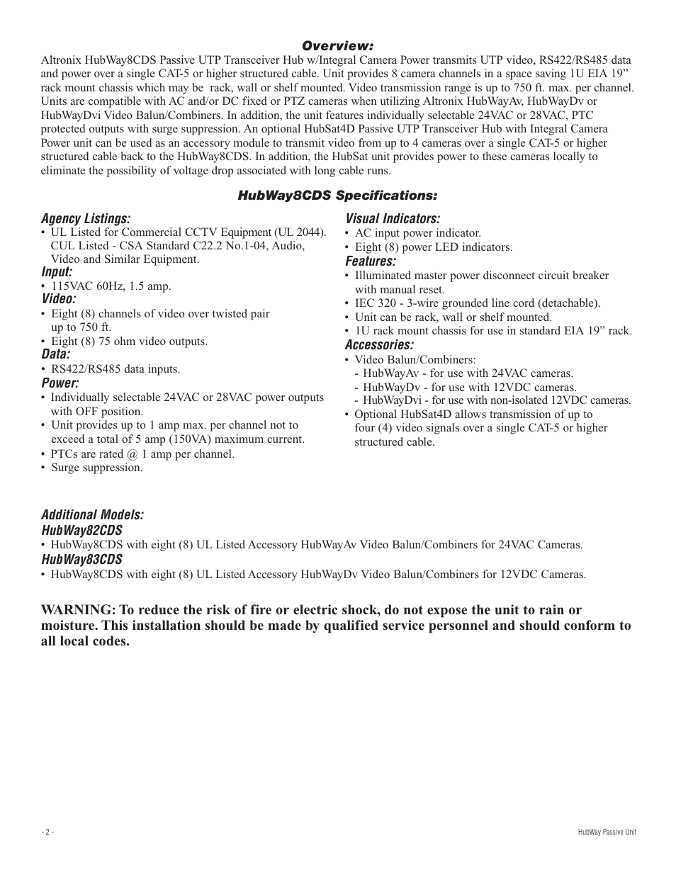 Altronix HubWay 8CDS Installation Instructions User Manual | Page 2 / 8