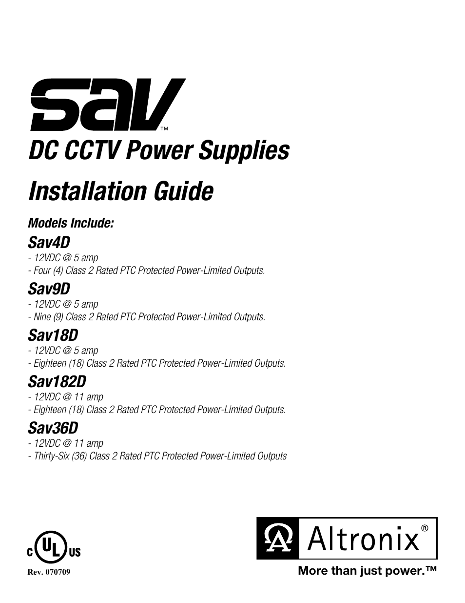 Altronix Sav9D Installation Instructions User Manual | 12 pages