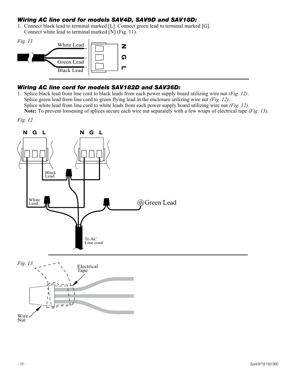 Green lead | Altronix Sav9D Installation Instructions User Manual | Page 10 / 12