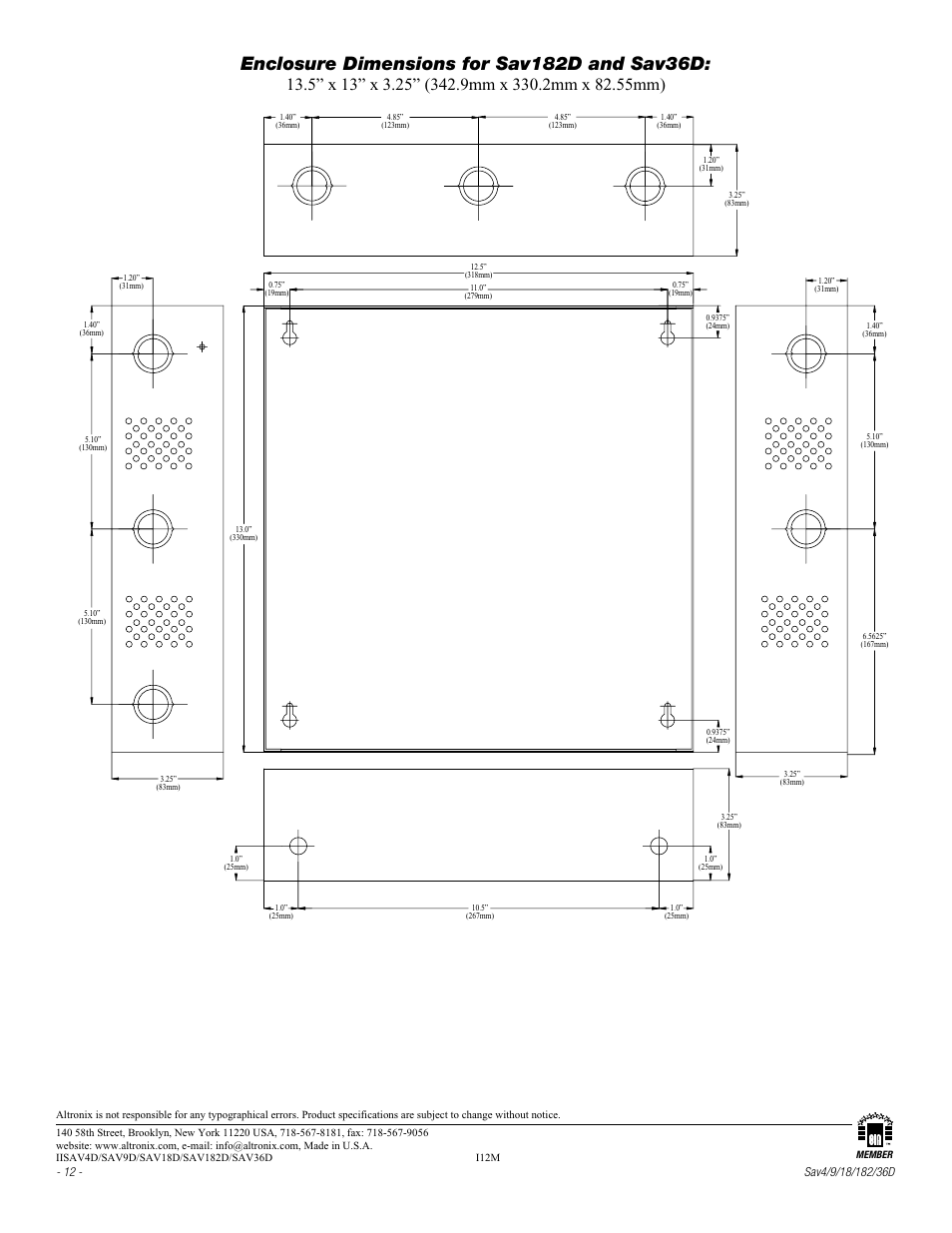 Altronix Sav9D Installation Instructions User Manual | Page 12 / 12