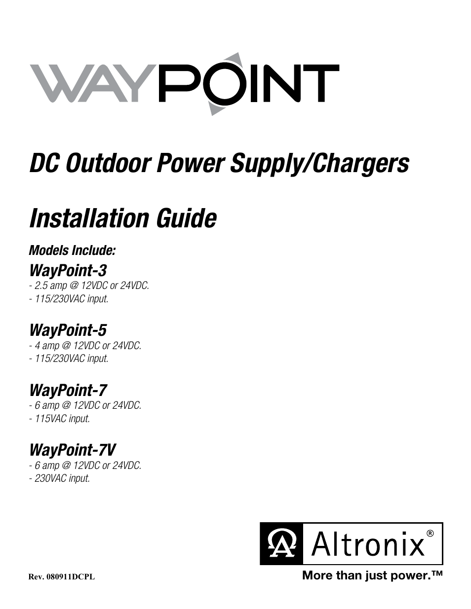 Altronix WayPoint-7 Installation Instructions User Manual | 8 pages