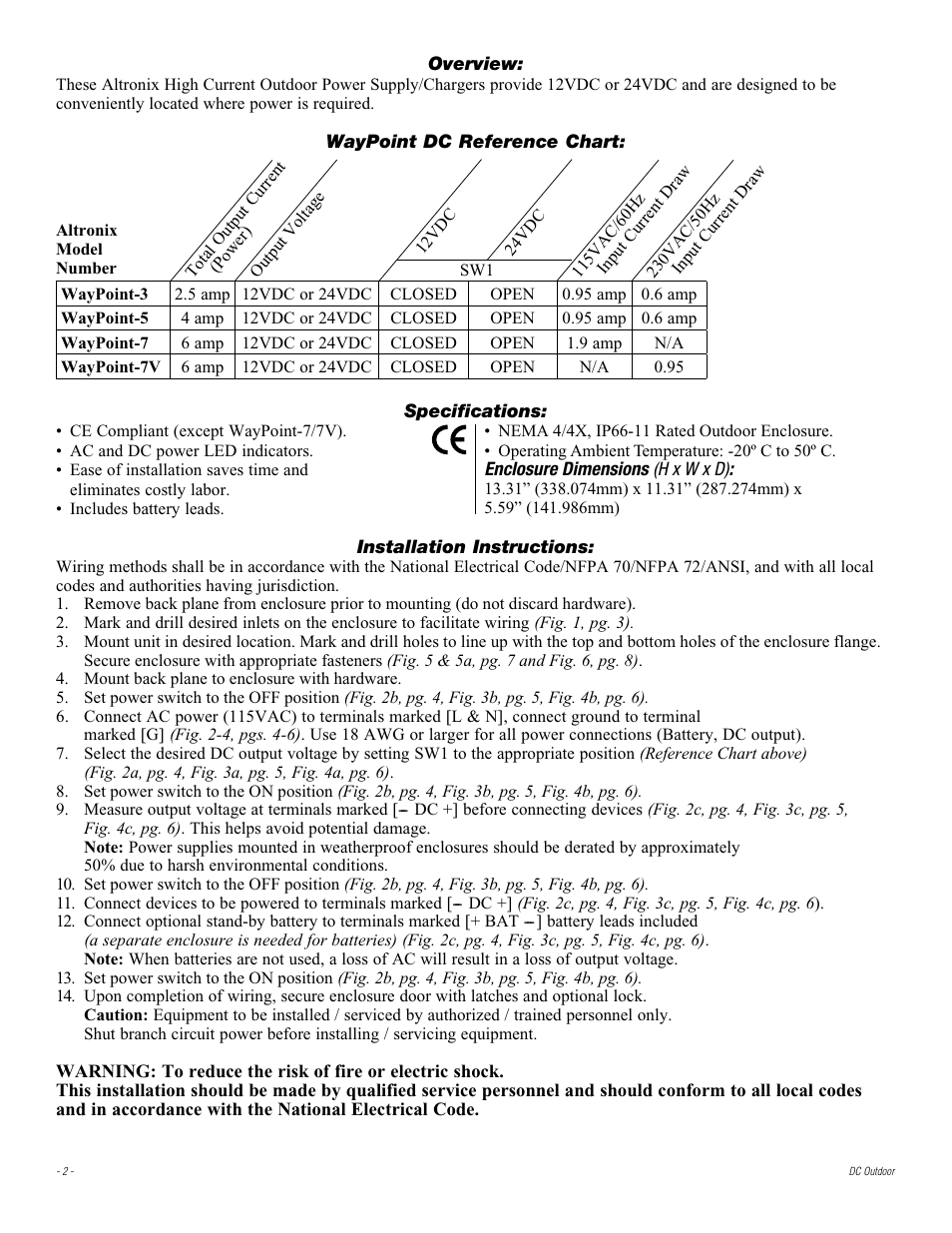 Altronix WayPoint-7 Installation Instructions User Manual | Page 2 / 8