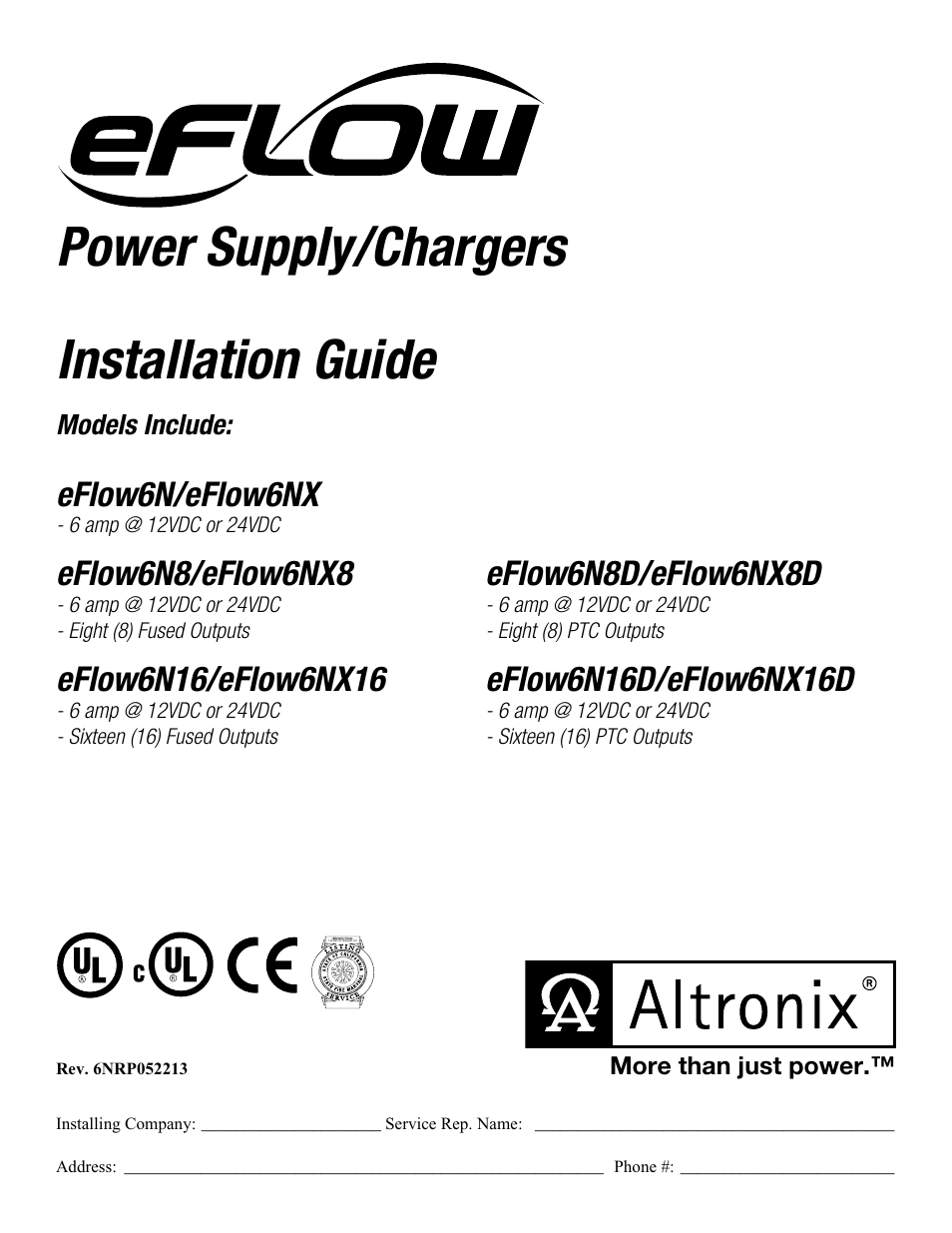 Altronix eFlow6N_NX Series Installation Instructions User Manual | 16 pages