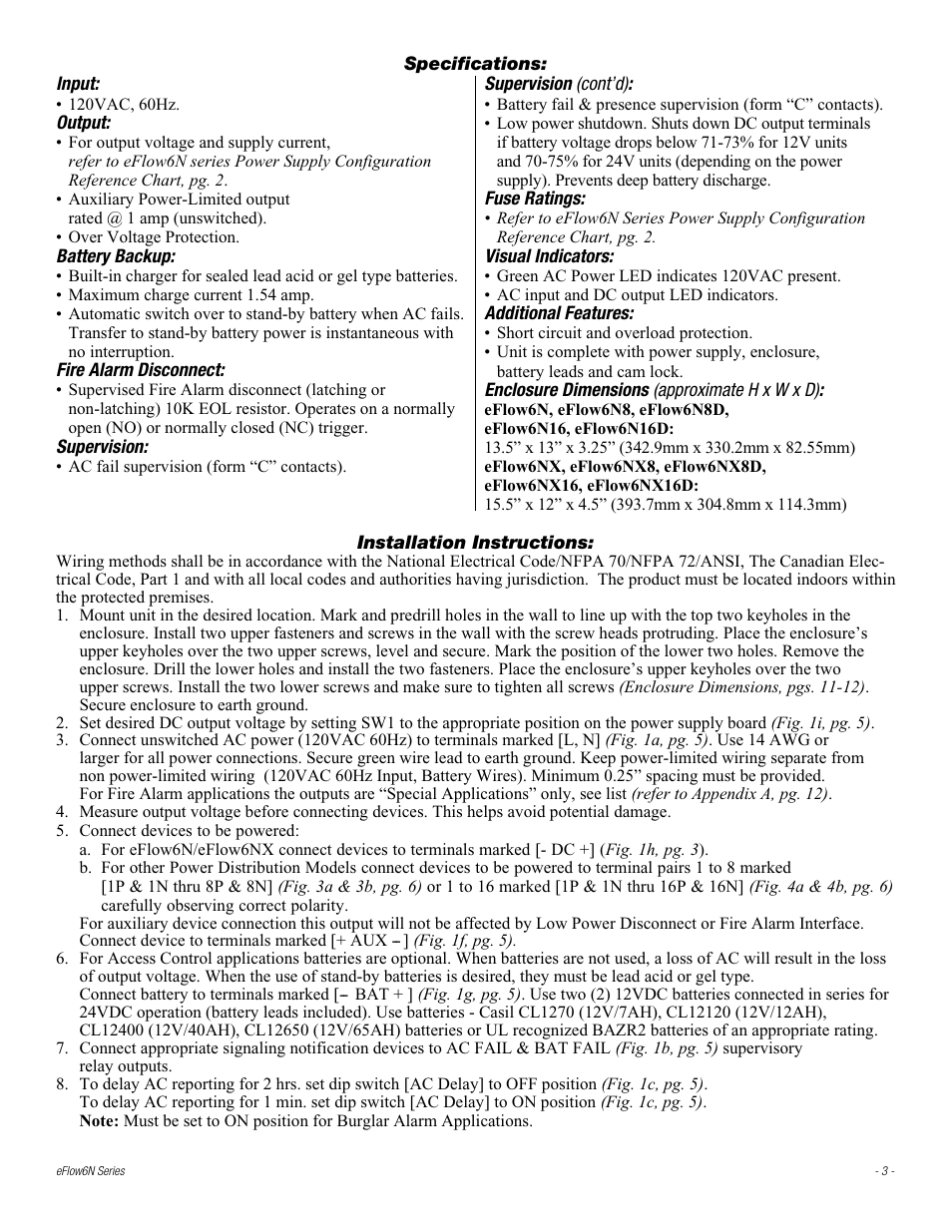 Altronix eFlow6N_NX Series Installation Instructions User Manual | Page 3 / 16