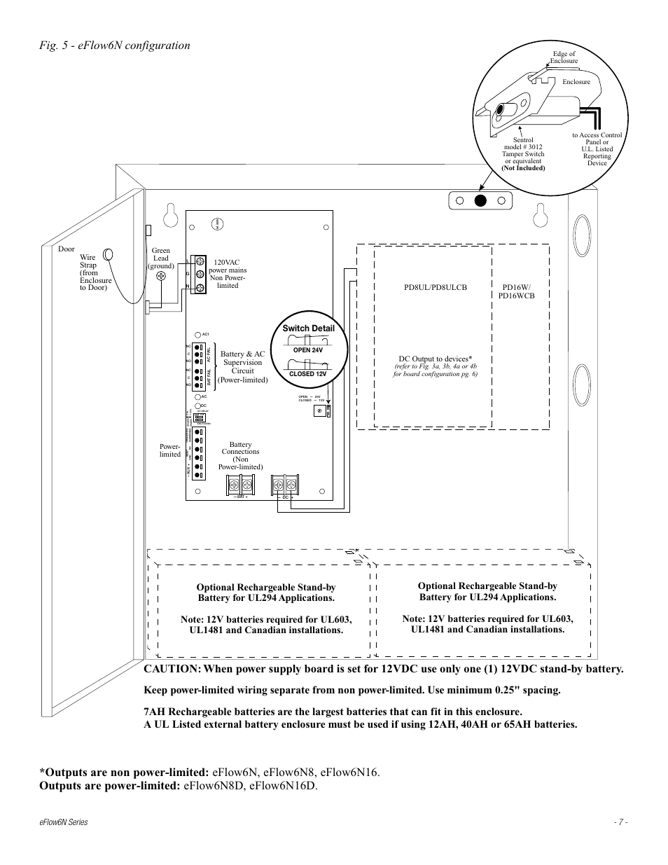 Eflow6n series - 7, Switch detail | Altronix eFlow6N_NX Series Installation Instructions User Manual | Page 7 / 16