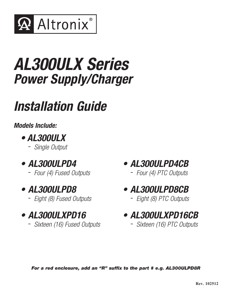 Altronix AL300ULXR Installation Instructions User Manual | 8 pages
