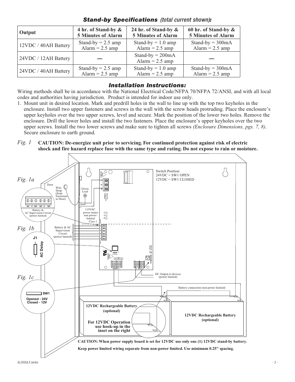 Installation instructions, Fig. 1c | Altronix AL300ULXR Installation Instructions User Manual | Page 3 / 8